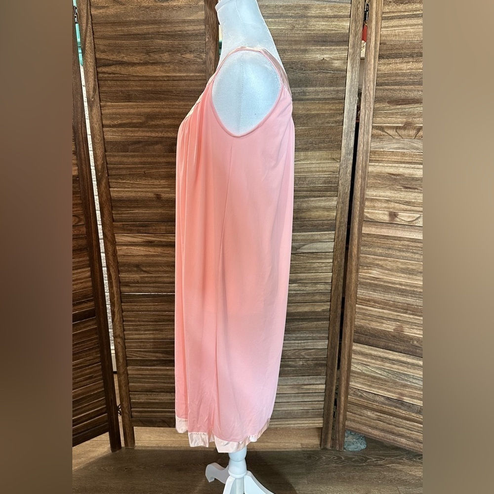 Sears & Roebuck Vintage 60s Nightgown Pink Satin Trim - Picture 3 of 9